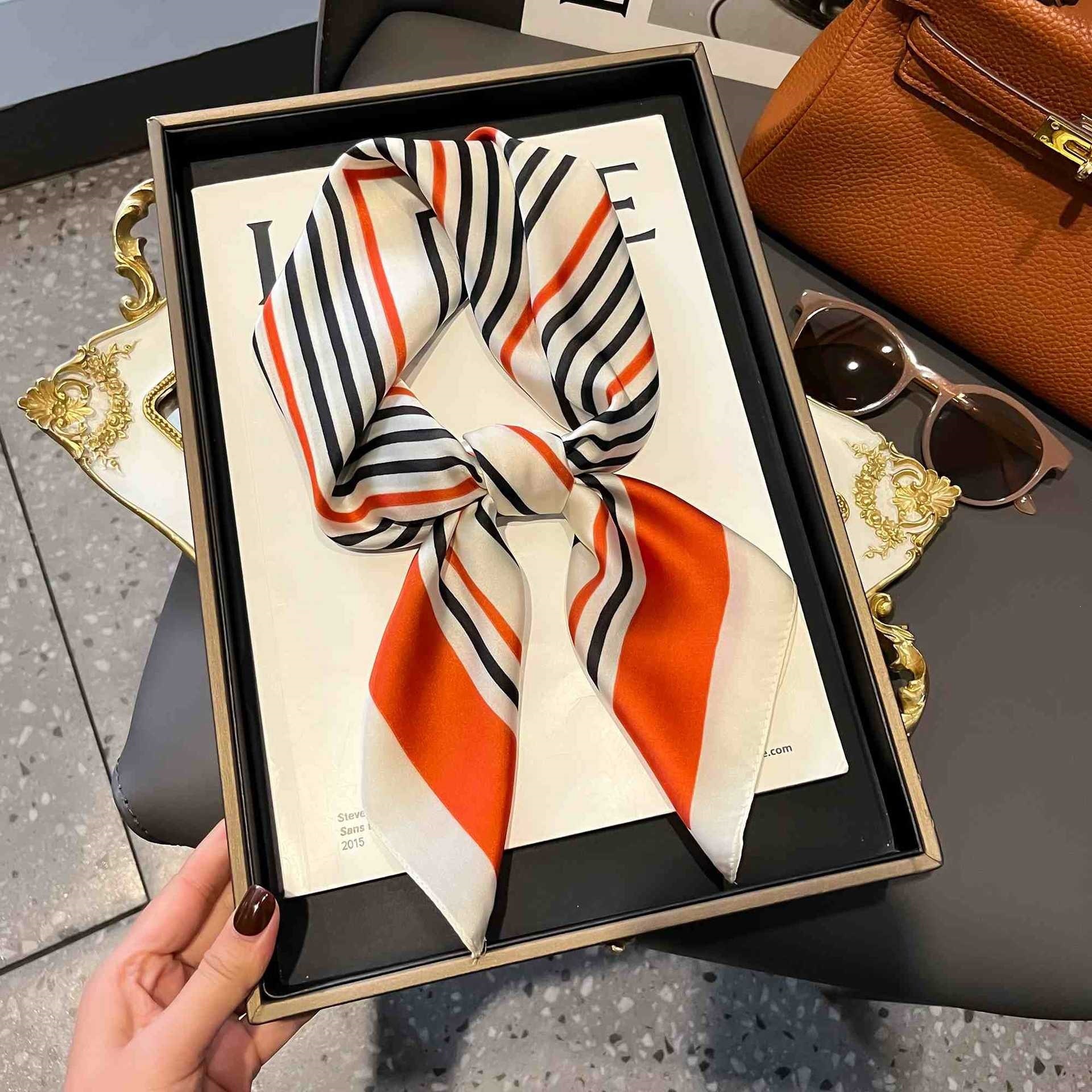 Face Scarf Mask - Luxury summer imitation silk 70cm small