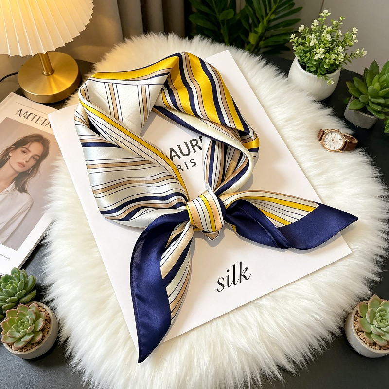 Silk Tie Striped - Korean Version Striped Splicing Black High-end