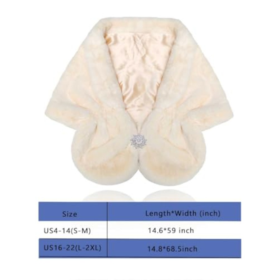 Aukmla Women's Wedding Fur Wra - Stole Wedding Shawl のレビューと価格