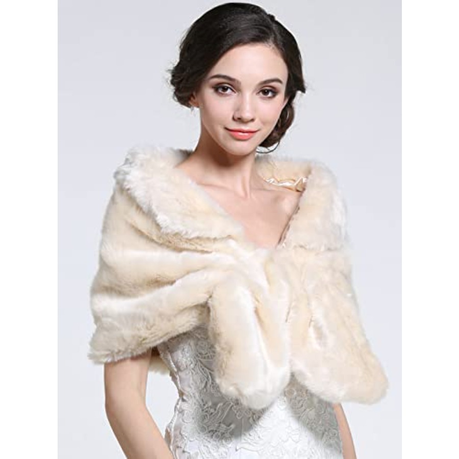 Aukmla Women's Wedding Fur Wra - Stole Wedding Shawl のレビューと価格