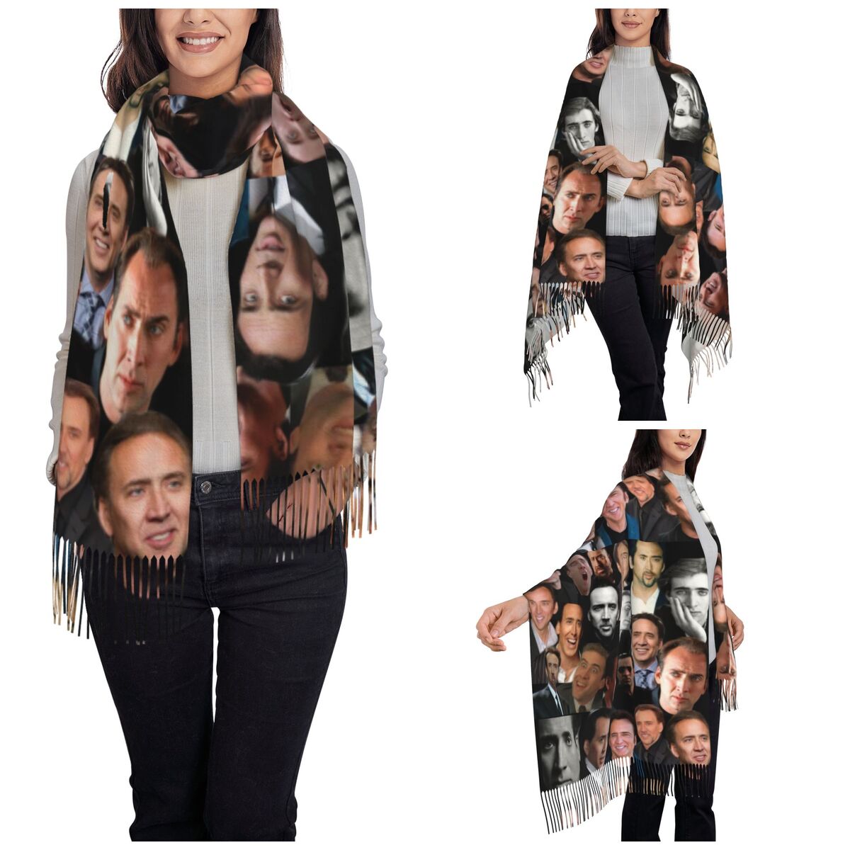 Nicolas Cage Colllage Shawl Wr - Pashmina Wrap Large のレビューと価格