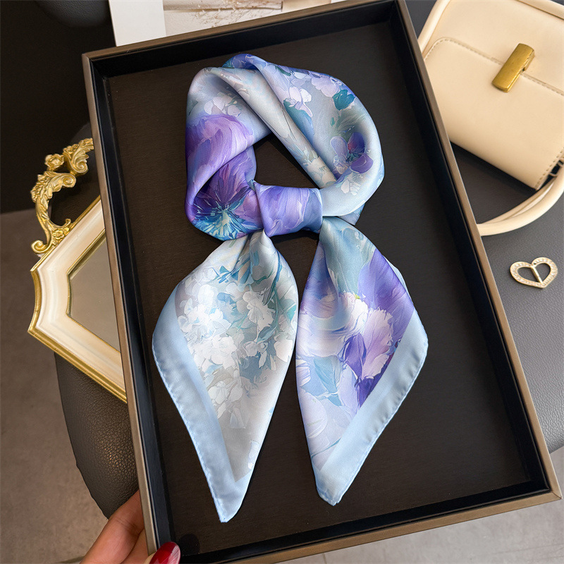 2026 New Floral Print Silk Squ - Ascot Neck Scarf のレビューと価格