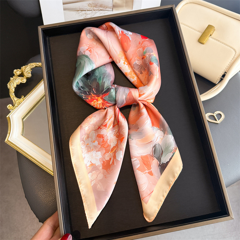 2026 New Floral Print Silk Squ - Ascot Neck Scarf のレビューと価格