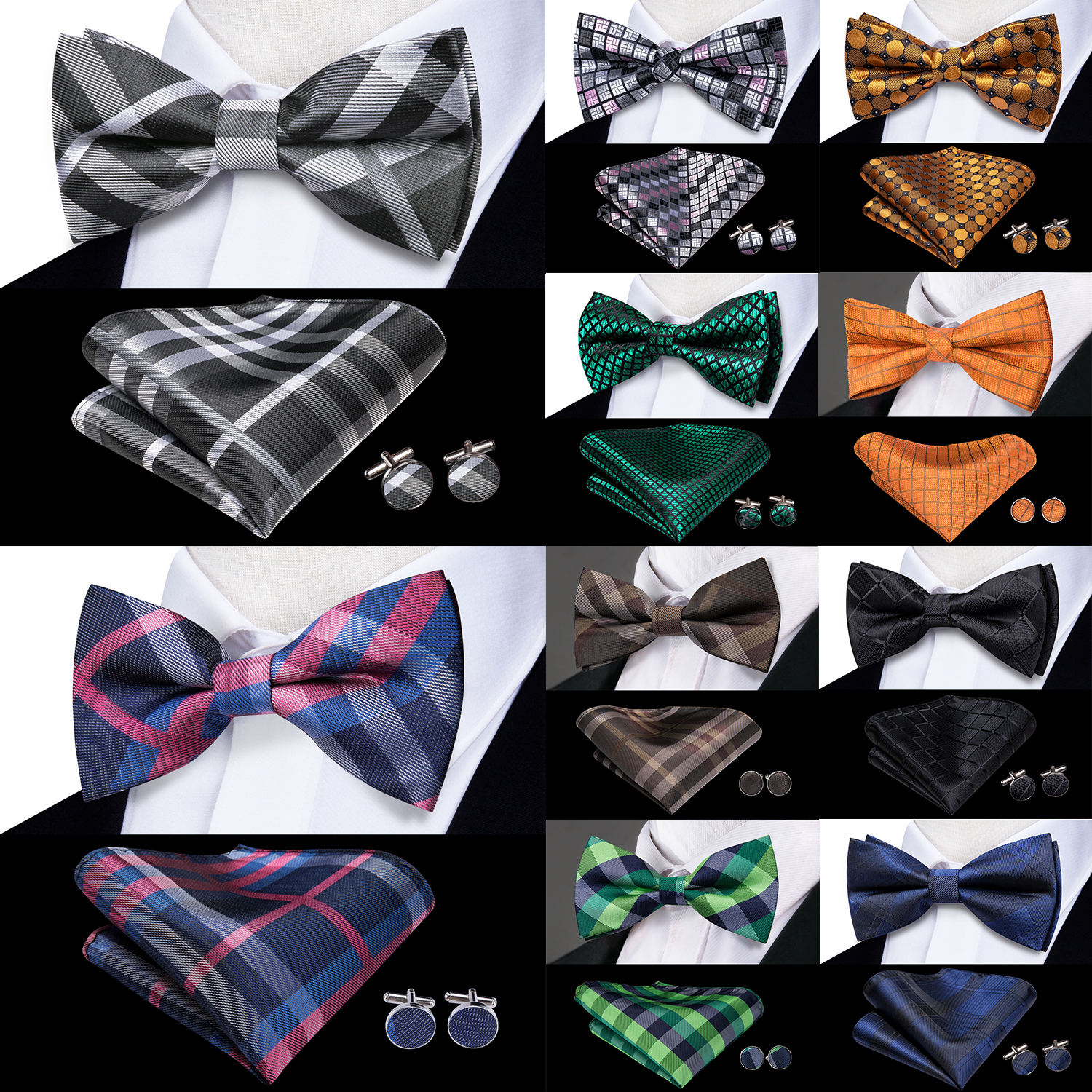 Hi-Tie Grey Plaid Jacquard Pre - Bow Tie Pre Tied のレビューと価格