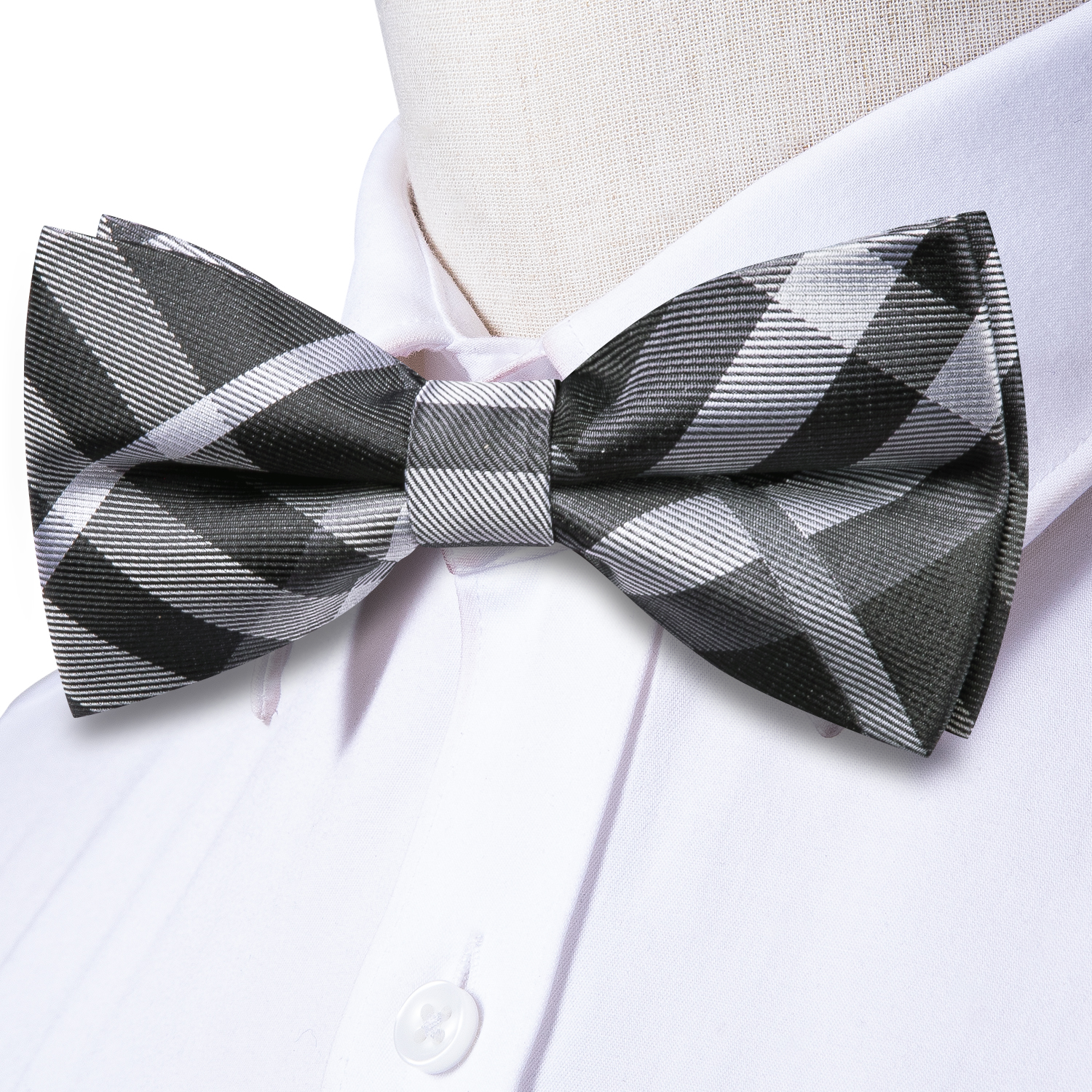Hi-Tie Grey Plaid Jacquard Pre - Bow Tie Pre Tied のレビューと価格