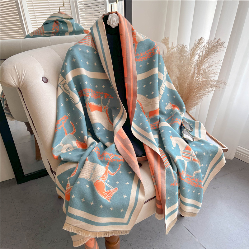 Luxury Horse Print Thick Cashm - Woven Scarf Blanket のレビューと価格