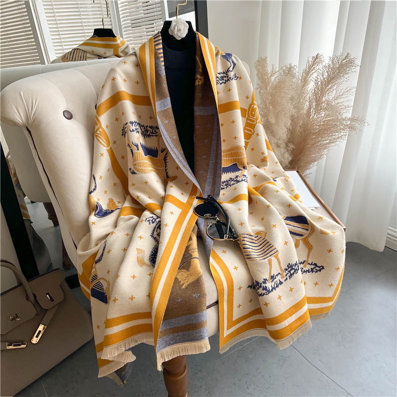 Luxury Horse Print Thick Cashm - Woven Scarf Blanket のレビューと価格