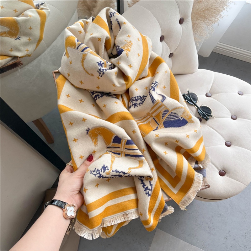 Luxury Horse Print Thick Cashm - Woven Scarf Blanket のレビューと価格