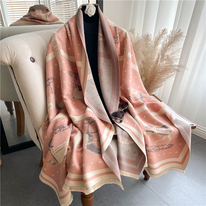 Luxury Horse Print Thick Cashm - Woven Scarf Blanket のレビューと価格