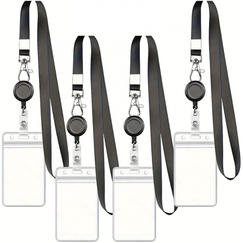 4PCS Lanyard Black Retractable - Lanyard Badge Holder のレビューと価格