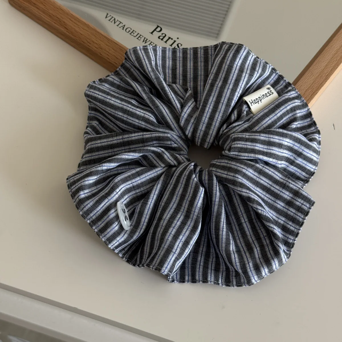 Blue Solid Color Silk Hair Ban - Silk Tie Striped のレビューと価格