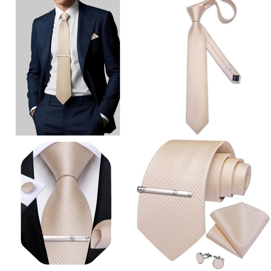 Plaid Ties for Men Silk Checke - Pocket Square Set のレビューと価格