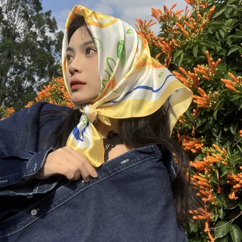 70cm Square Lemon Print Yellow - Head Wrap Turban のレビューと価格