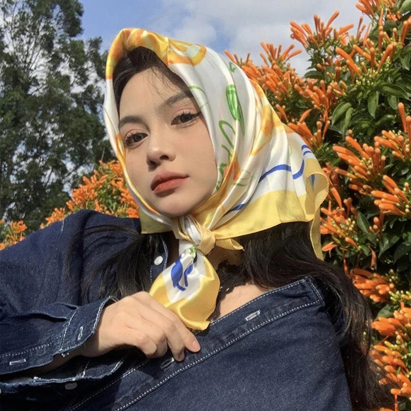 70cm Square Lemon Print Yellow - Head Wrap Turban のレビューと価格