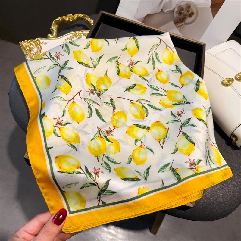 70cm Square Lemon Print Yellow - Head Wrap Turban のレビューと価格