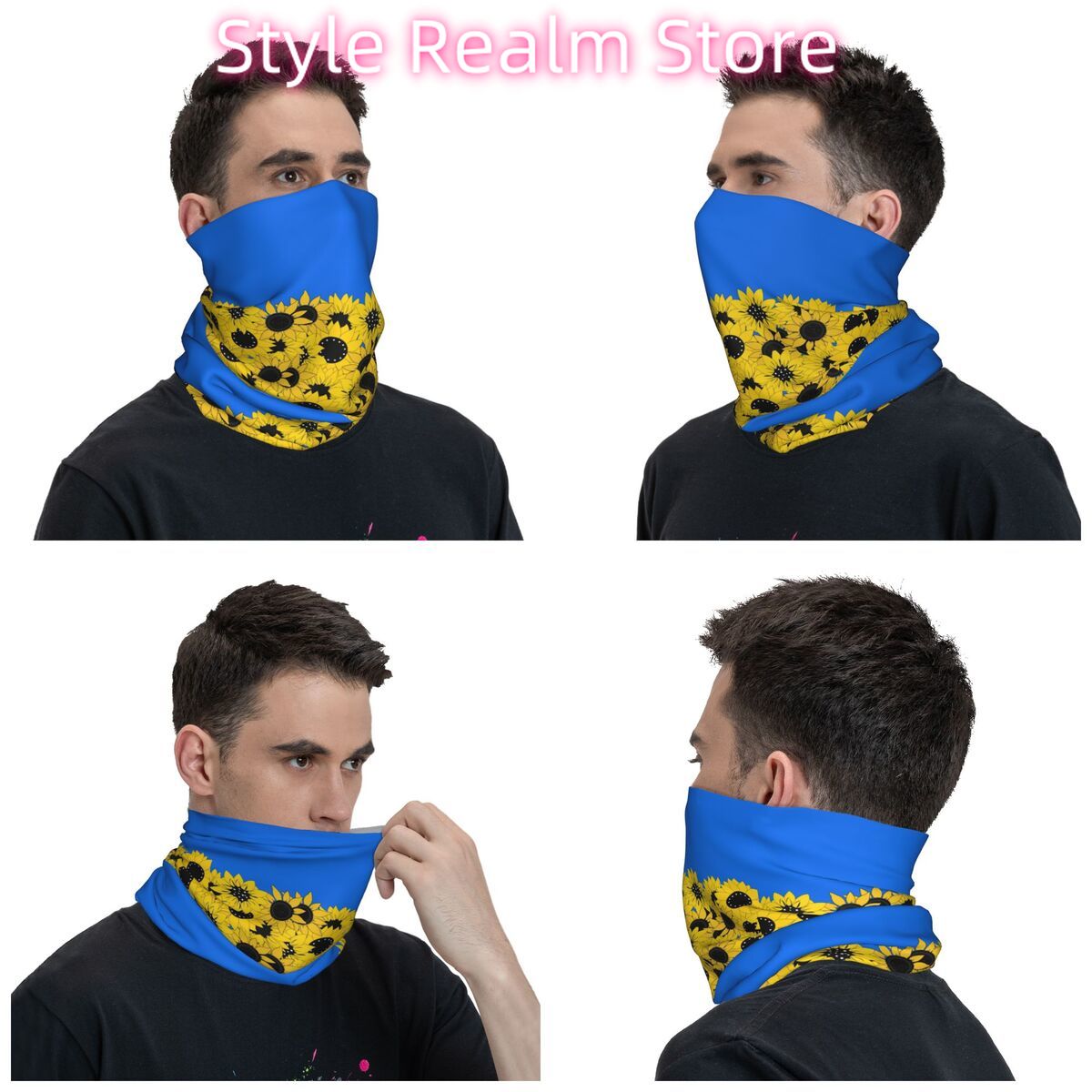 Blue Sunflower Printed Winter  - Neck Warmer Tube のレビューと価格
