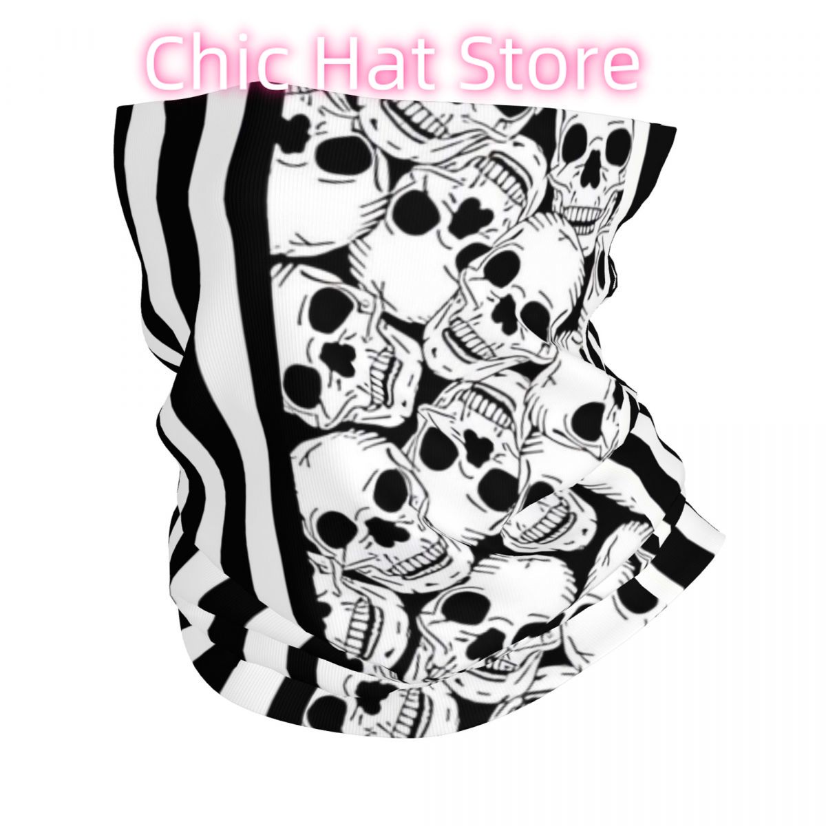 Black And White Skulls And Str - Neck Warmer Tube のレビューと価格