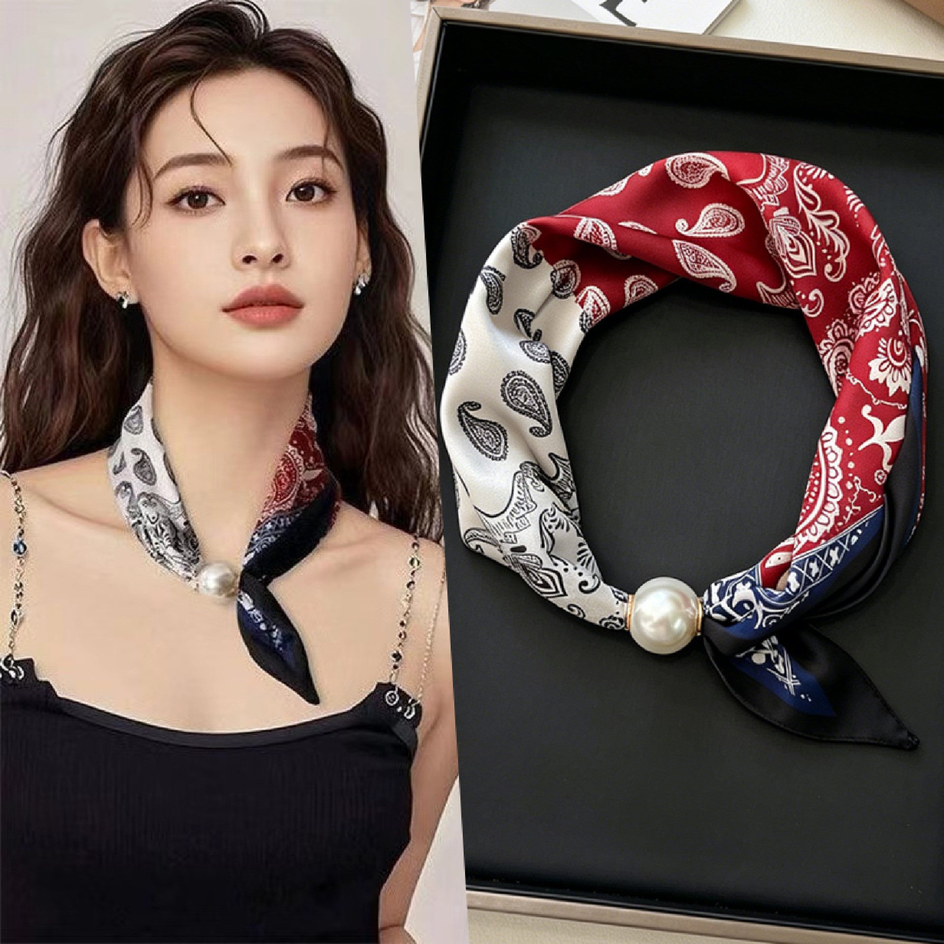 New Paisley Prints Pearl Tail  - Ascot Neck Scarf のレビューと価格
