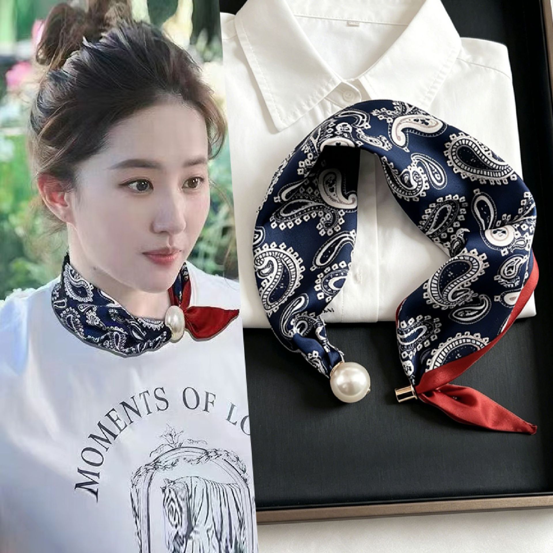 New Paisley Prints Pearl Tail  - Ascot Neck Scarf のレビューと価格