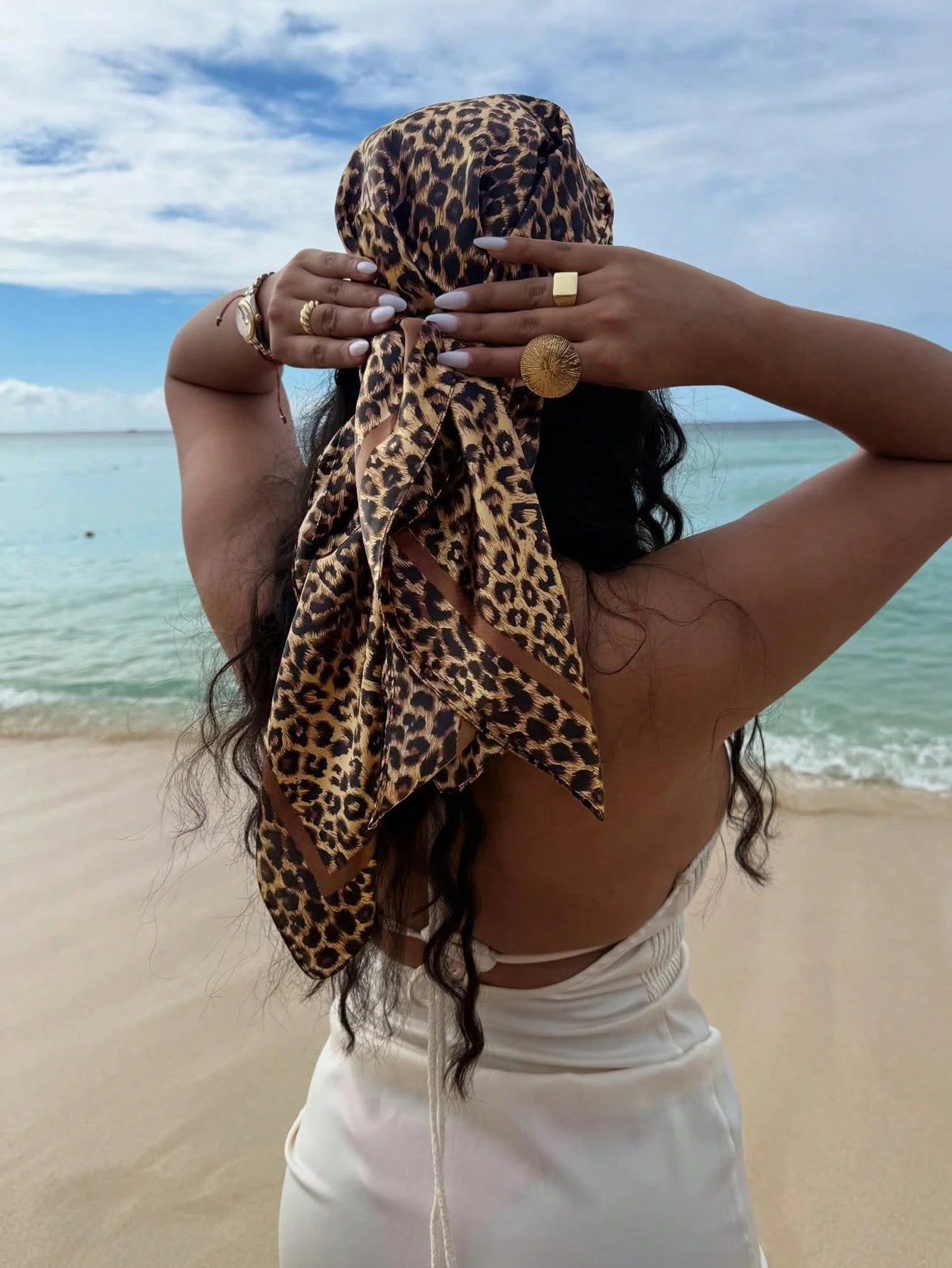 90cm Leopard Print Neckerchief - Face Scarf Mask のレビューと価格