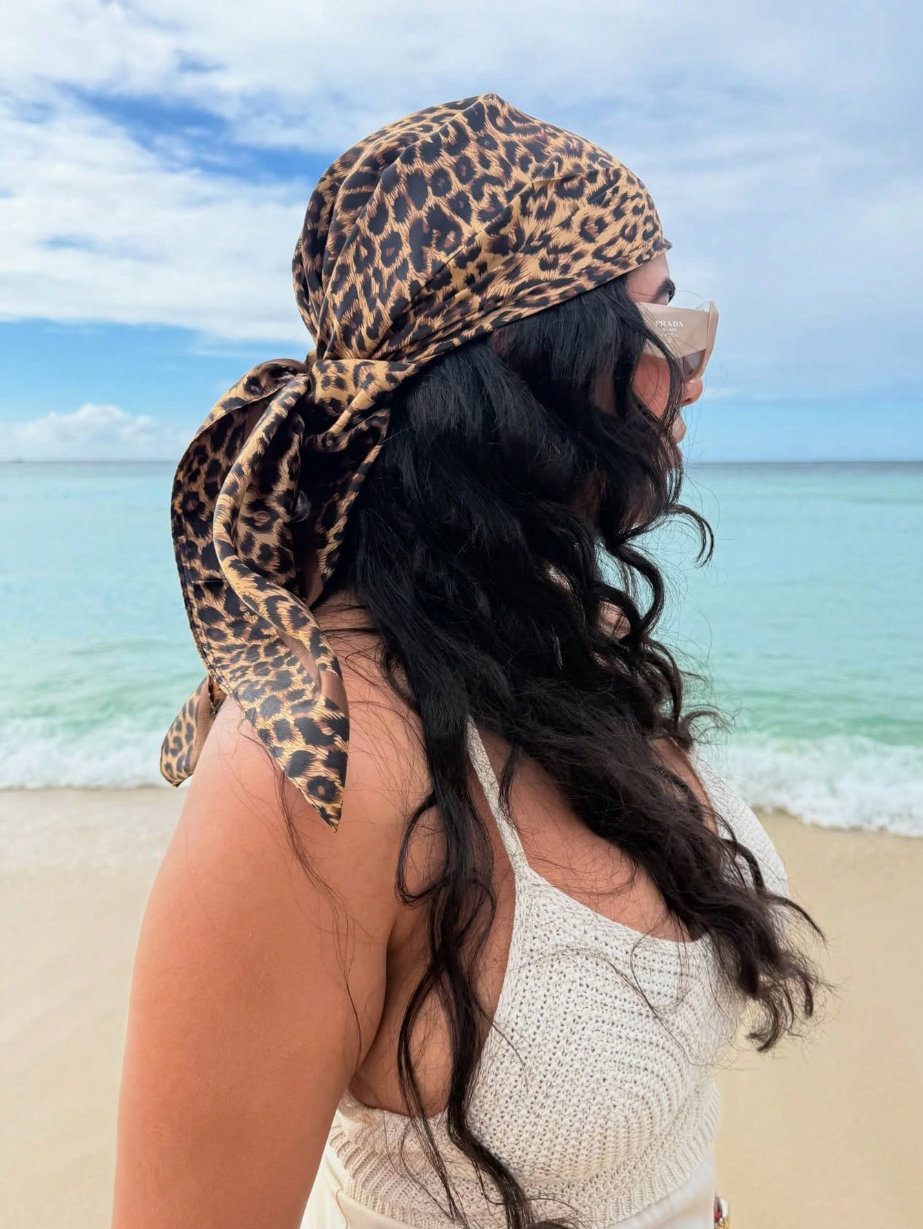 90cm Leopard Print Neckerchief - Face Scarf Mask のレビューと価格