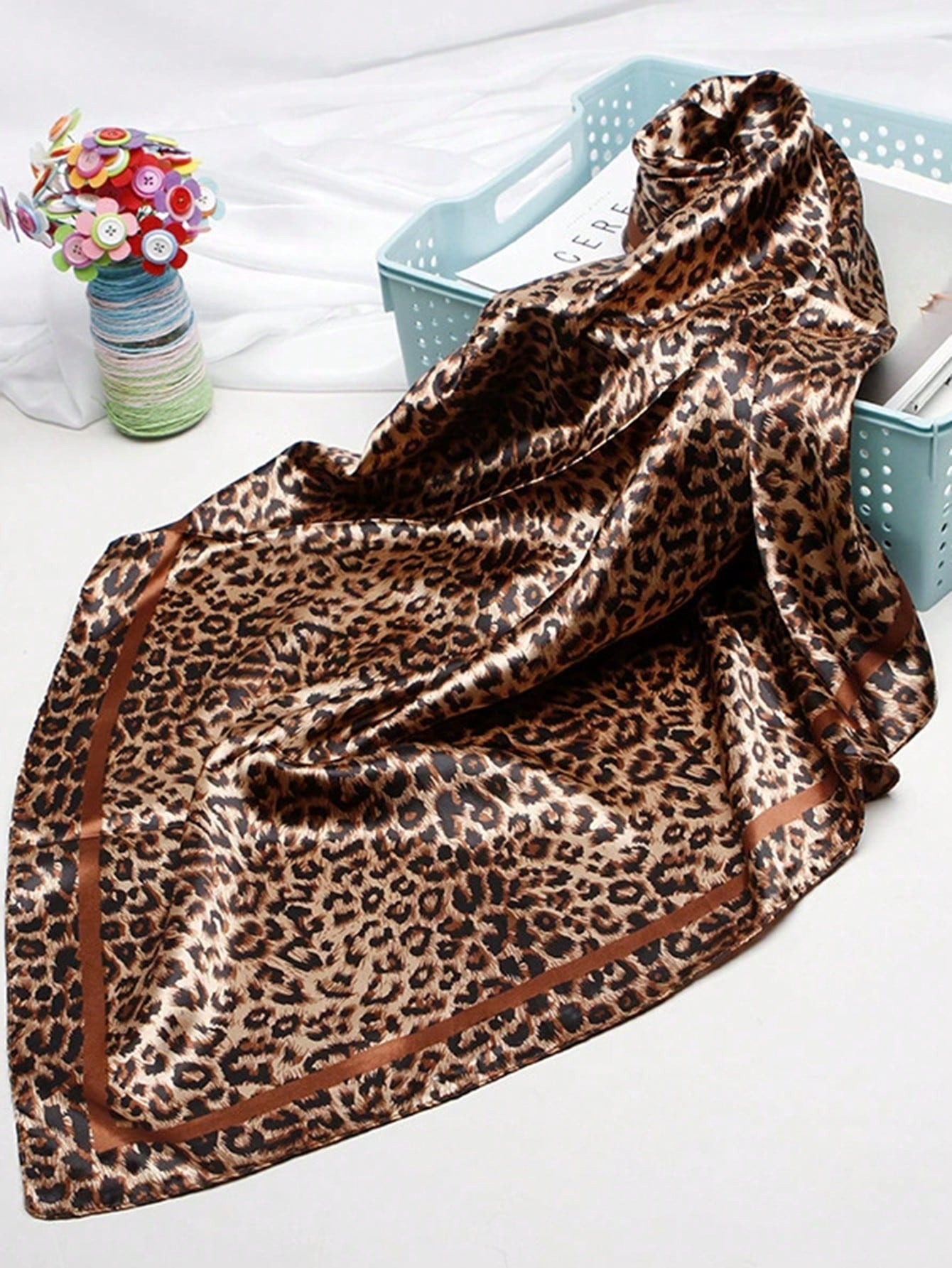 90cm Leopard Print Neckerchief - Face Scarf Mask のレビューと価格