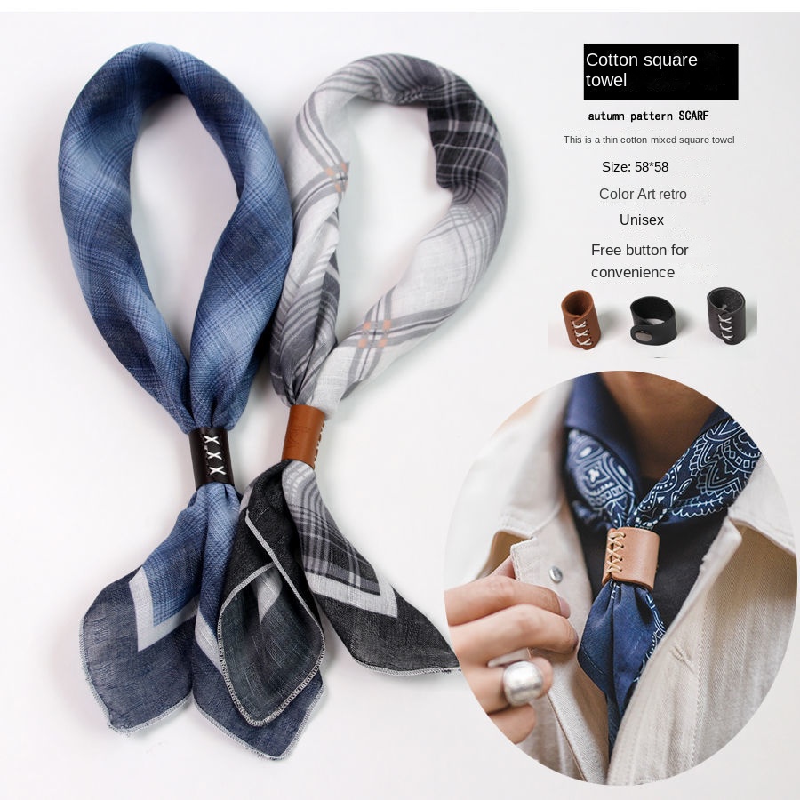 Men's Square Scarf with Button - Bandana Cotton のレビューと価格
