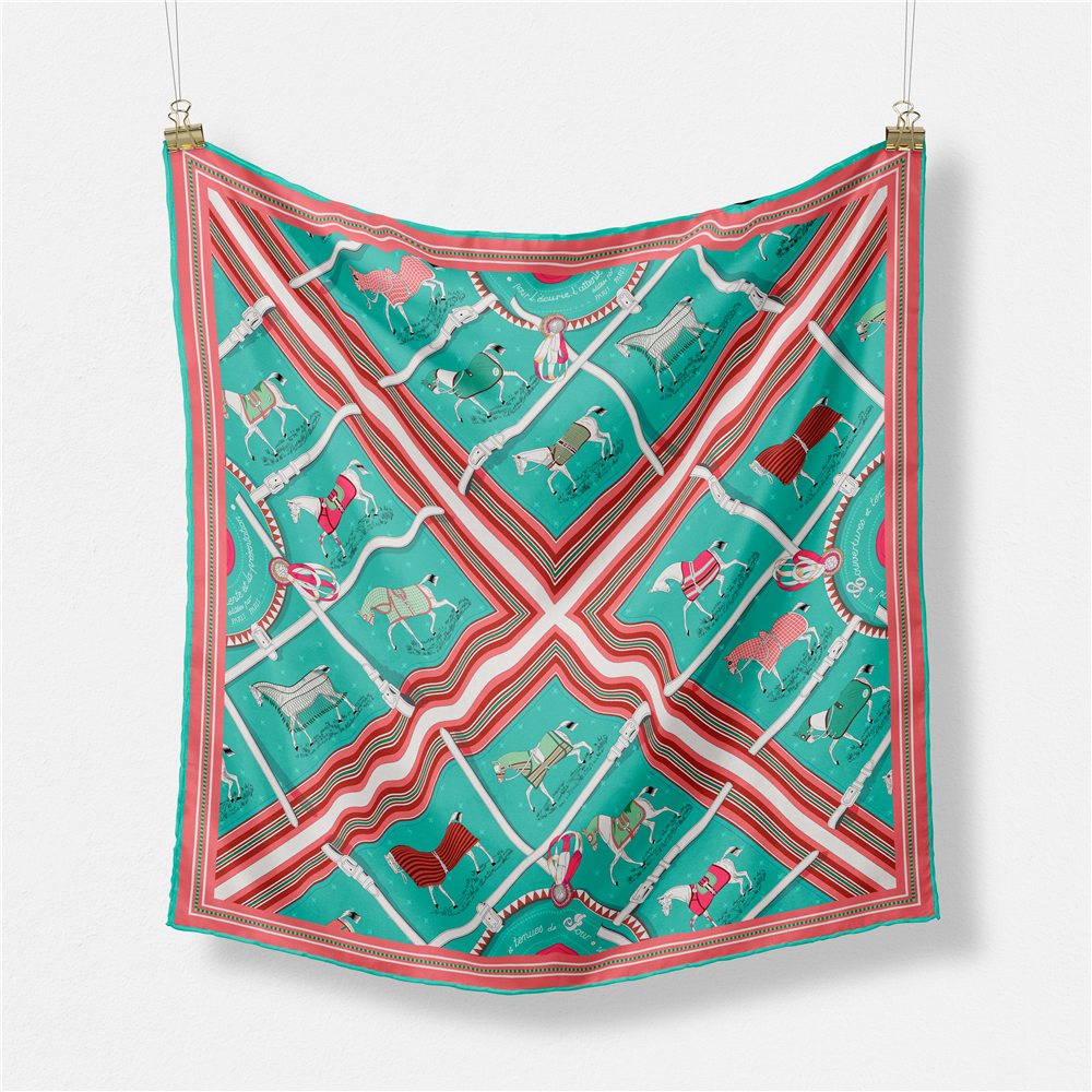 53CM Brand Small Plaid Horse P - Silk Neck Scarf のレビューと価格