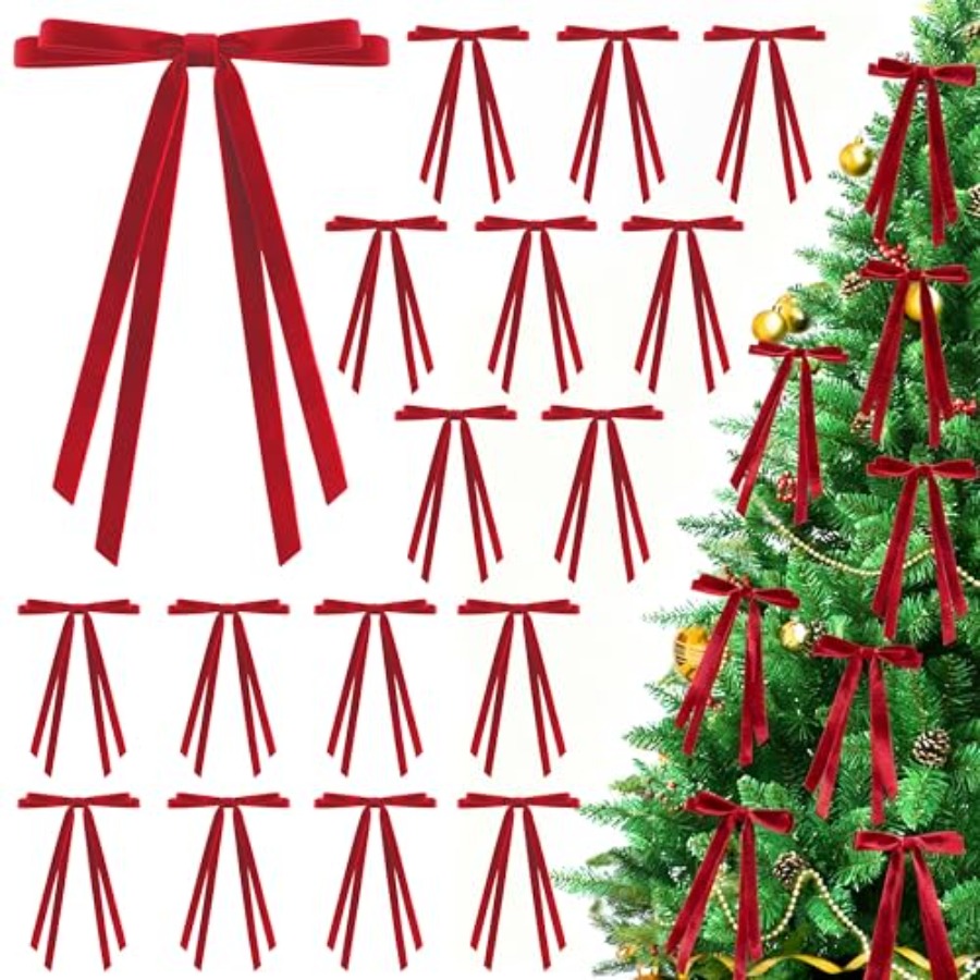 24 Pcs Christmas Bows for Tree - Bow Tie Pre Tied のレビューと価格