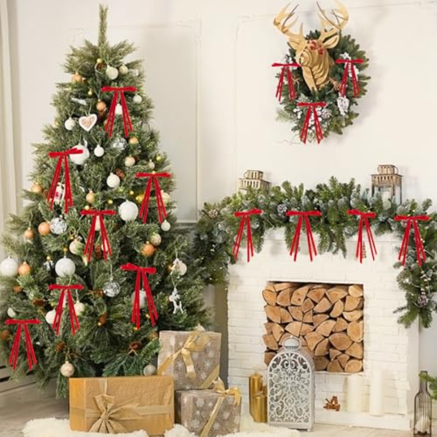 24 Pcs Christmas Bows for Tree - Bow Tie Pre Tied のレビューと価格