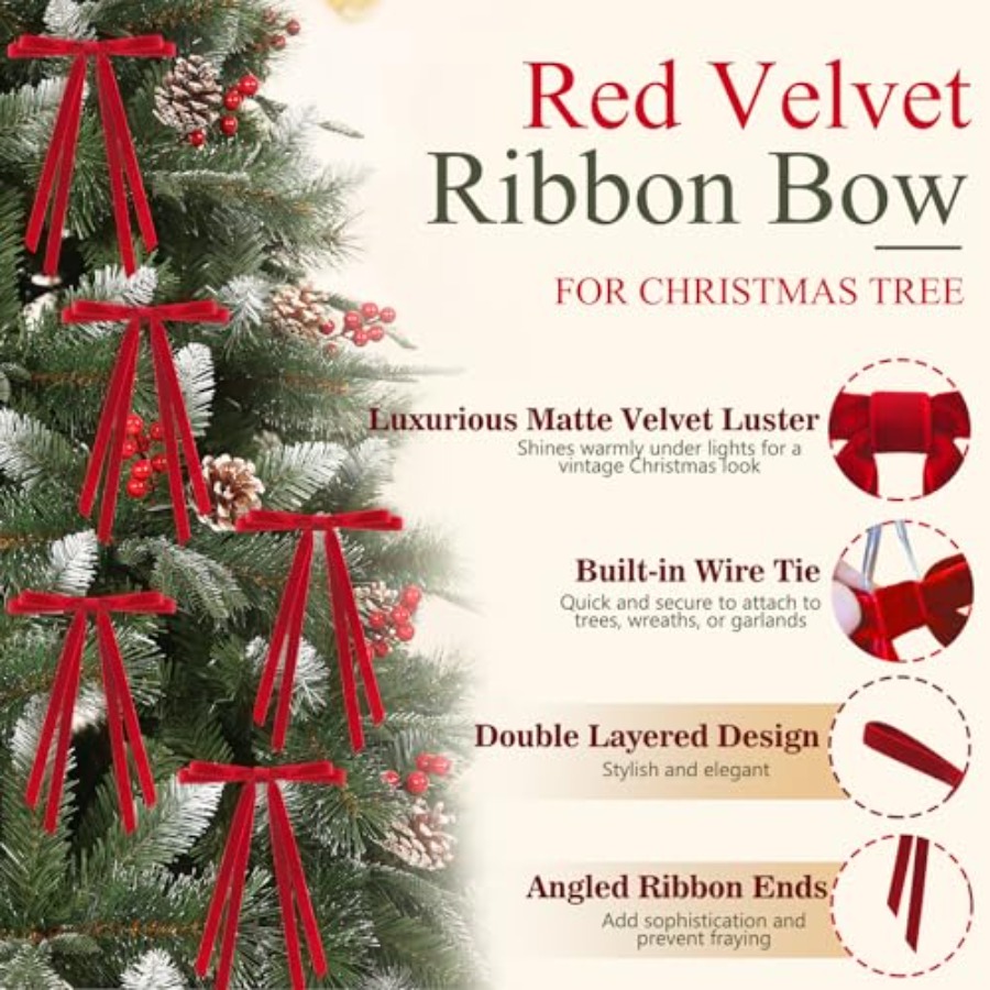 24 Pcs Christmas Bows for Tree - Bow Tie Pre Tied のレビューと価格