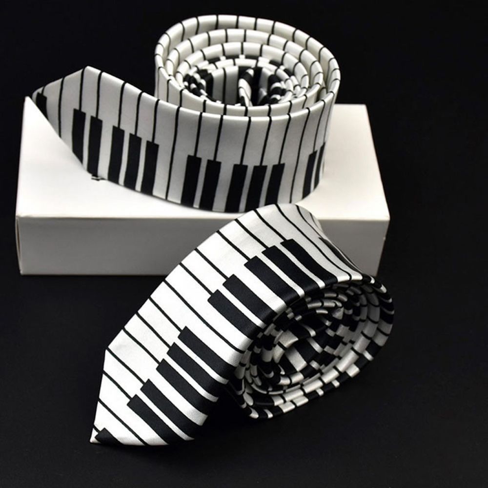 Skinny Men Black & White Piano - Skinny Tie Men のレビューと価格