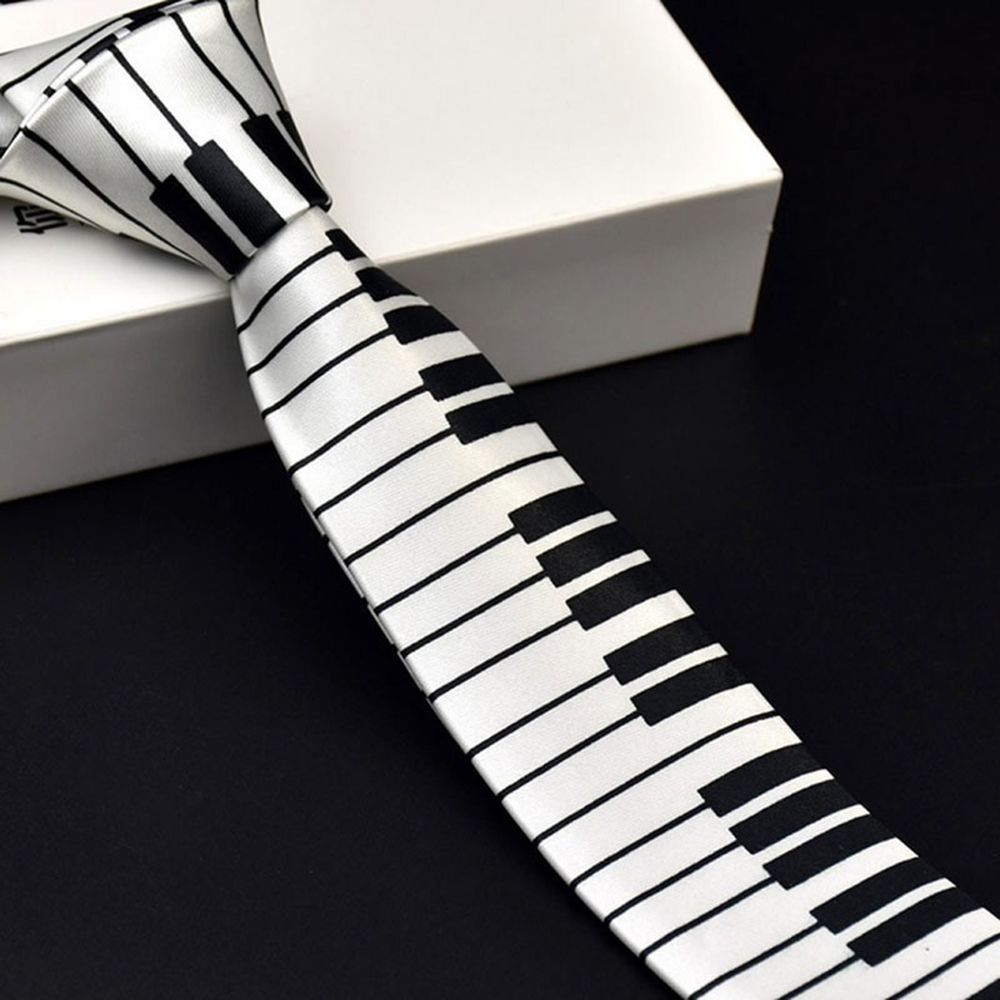 Skinny Men Black & White Piano - Skinny Tie Men のレビューと価格