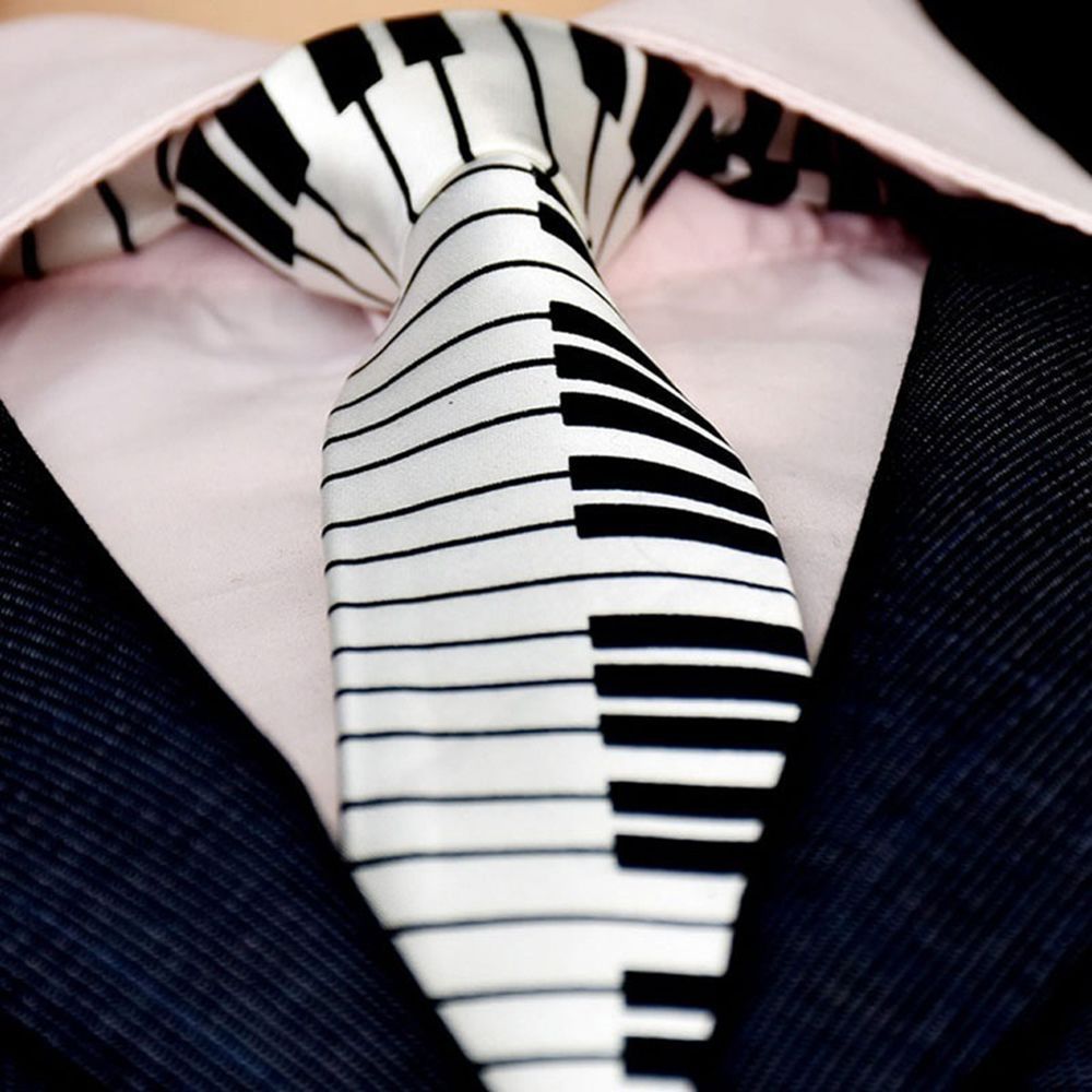Skinny Men Black & White Piano - Skinny Tie Men のレビューと価格