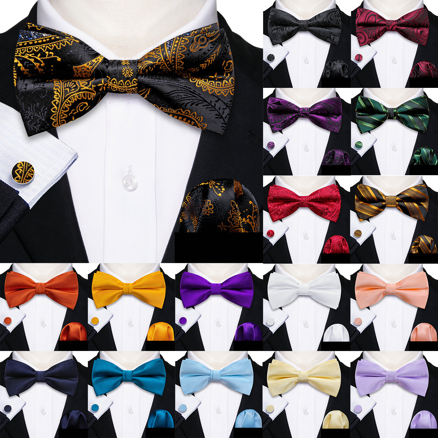 Barry.Wang Silk Mens Bow Tie B - Bow Tie Pre Tied のレビューと価格