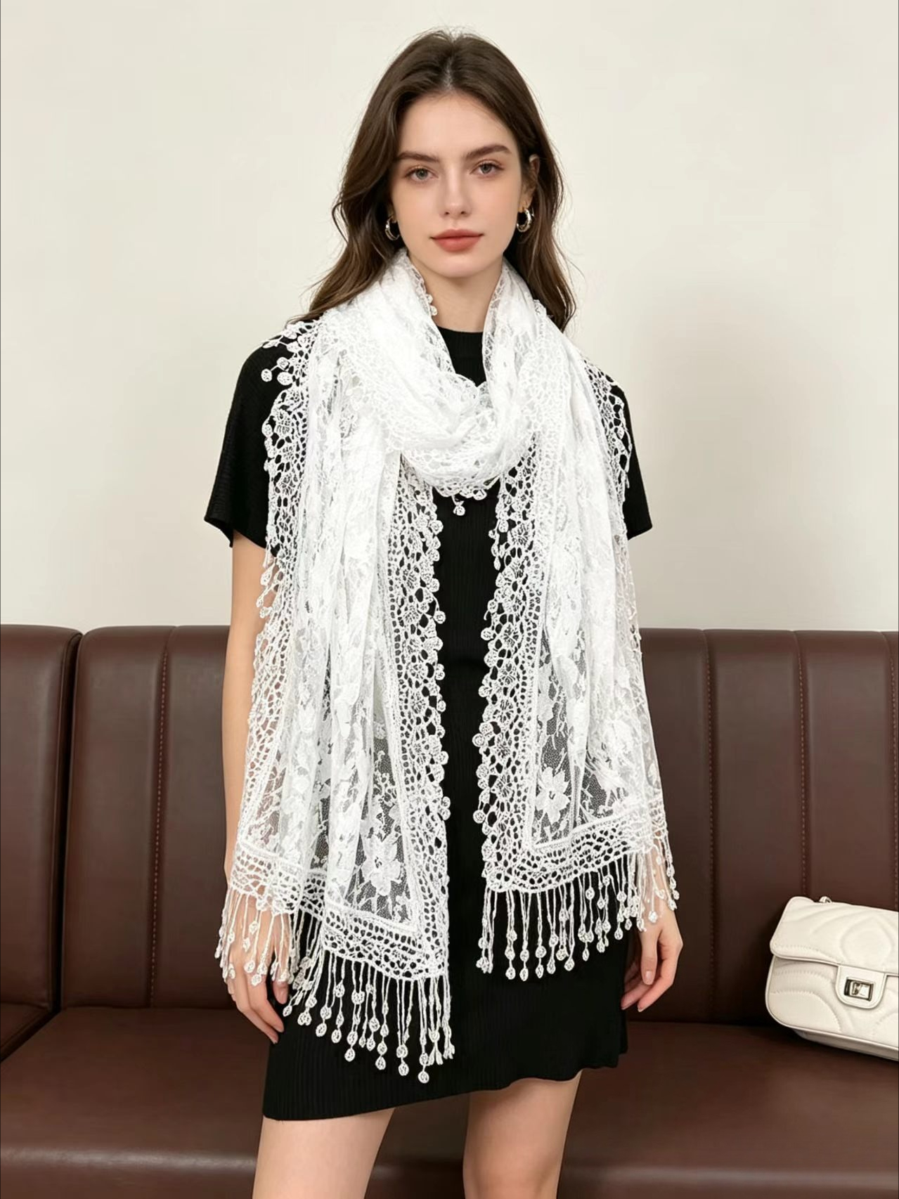 New Embroidery Lace Scarf Shaw - Stole Wedding Shawl のレビューと価格