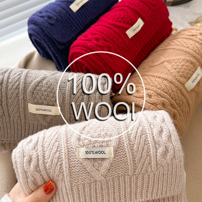 Luxury 100% Wool Scarf Women M - Muffler Men Wool のレビューと価格