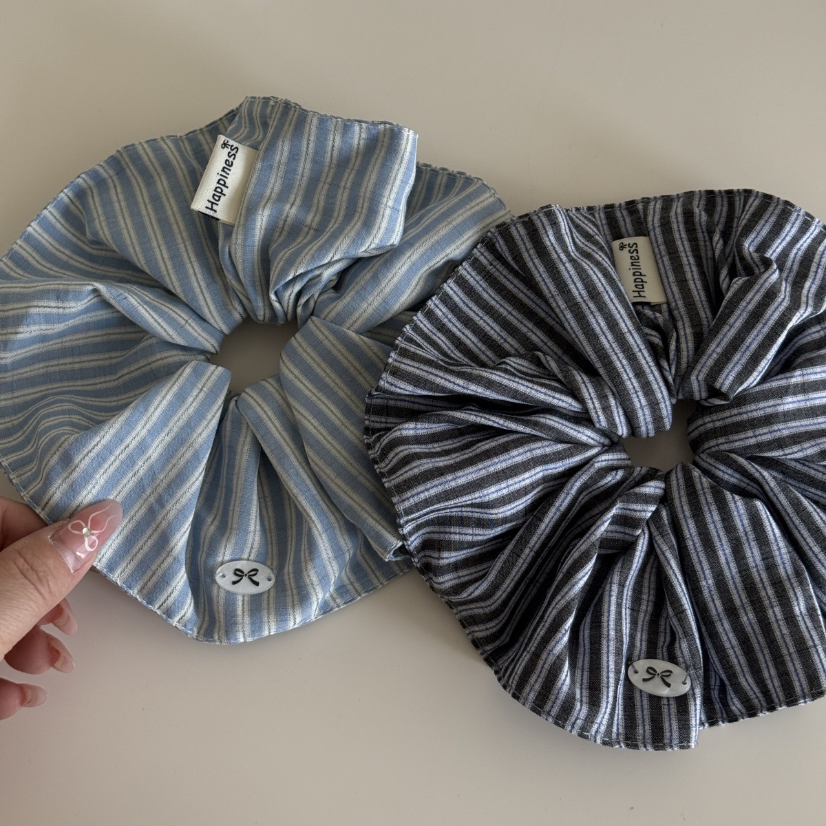 Korea Fashion Stripe Hair Rubb - Silk Tie Striped のレビューと価格