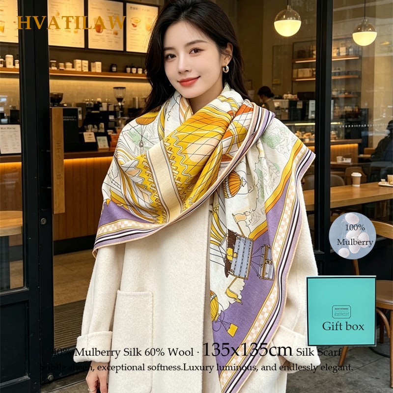 Fashion 135x135cm Silk Wool Sc - Pashmina Wrap Large のレビューと価格